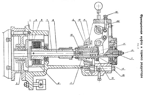 ИЖ-250 Фрикційний і гальмівний редуктор токарно-гвинторізного верстата